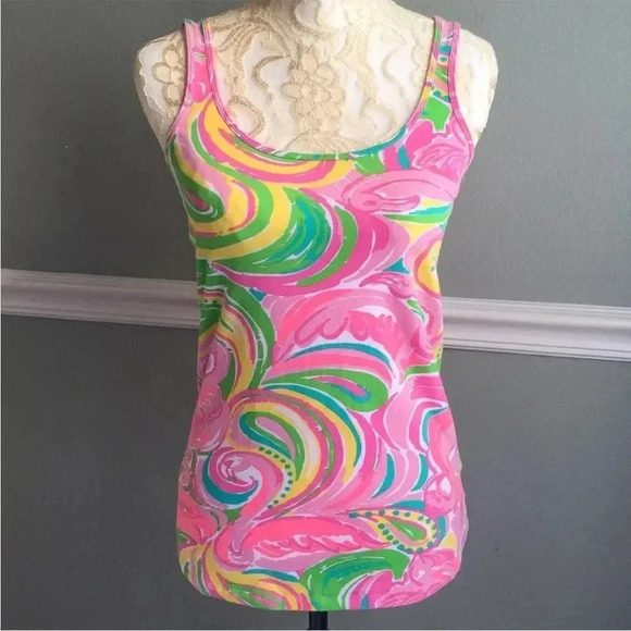 NWOT LILLY PULITZER Tabbie Tank Multi All Nighter Flamingo Print M - Picture 1 of 6